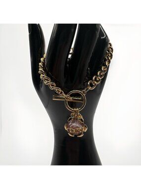 Guess Y2K Gold Tone Chunky Chain Charm Bracelet
